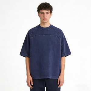 T-shirt en coton uni à col rond et manches courtes pour homme, coupe ample et décontractée, respirant, idéal pour le quotidien et les trajets, sans motif - Product Image 3