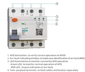 เบรกเกอร์วงจรแบบแยกส่วน Addf8-63 Afdd 50a 3p+n 4p 400v พลาสติก สำหรับใช้ในบ้าน ติดตั้งบนราง Ip20 ป้องกันไฟรั่ว Afci ราคาประหยัด - Product Image 6