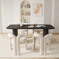 Ensemble de table à manger rectangulaire nordique de luxe en MDF avec chaise de salle à manger rembourrée en velours pour salle à manger cuisine dîner
