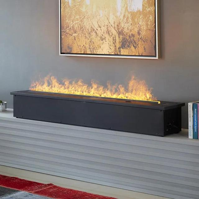 Modern 750mm Electric Fireplace Insert Indoor 3D Water Steam Design with Double Line LED Lights Steel Material