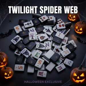 Juego <span class=keywords><strong>de</strong></span> Mahjong con temática <span class=keywords><strong>de</strong></span> Halloween, fichas <span class=keywords><strong>de</strong></span> Mahjong con estampado <span class=keywords><strong>de</strong></span> telaraña al atardecer para fiestas navideñas, noche <span class=keywords><strong>de</strong></span> juegos familiares, fichas <span class=keywords><strong>de</strong></span> Mahjong americanas - Product Image 1