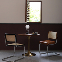 BILIDO Table de bar moderne meubles de salle à manger ronde couleur noyer dessus de Table en bois base en métal doré Restaurant Table à manger de jardin