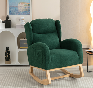 Velvet Modern Electric Rocking Chair Tufted High Back Upholstered Accent <b>Armchair</b> Living Room Bedroom Home Office Hotel - Product Image 1