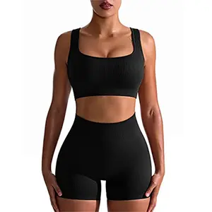 Wholesale High Quality OEM Custom Logo Ladies Gym Yoga Clothes Tank Top Bra Shorts Fitness Sport Wear Women Yoga Sets