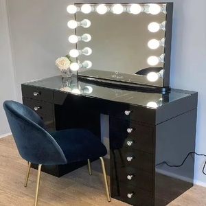 <span class=keywords><strong>Tocador</strong></span> <span class=keywords><strong>de</strong></span> Maquillaje Moderno <span class=keywords><strong>de</strong></span> Roble Personalizable para Mujer, Diseño Plegable, Luces LED Regulables, Panel <span class=keywords><strong>de</strong></span> Espejo Coiffeuse para Dormitorio - Product Image 6
