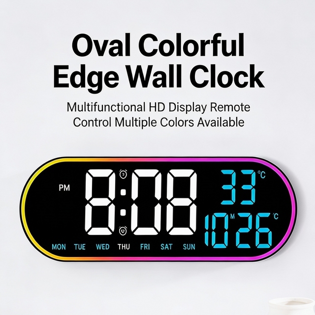 Large Luxury3D Wall Clock Multifunction Digital Smart Table Clock Smart Breathing Light Temperature Calendar Timer Display