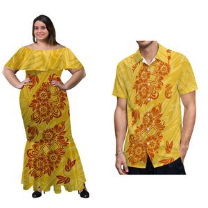 Nhà Máy Cửa Polynesian Hibiscus Thăng Hoa In Kích Thước Lớn 8xl Có Thể Giặt Của Phụ Nữ Cá Tính Nàng Tiên Cá Ăn Mặc Và Người Đàn Ông Aloha Áo Sơ Mi - Product Image 2