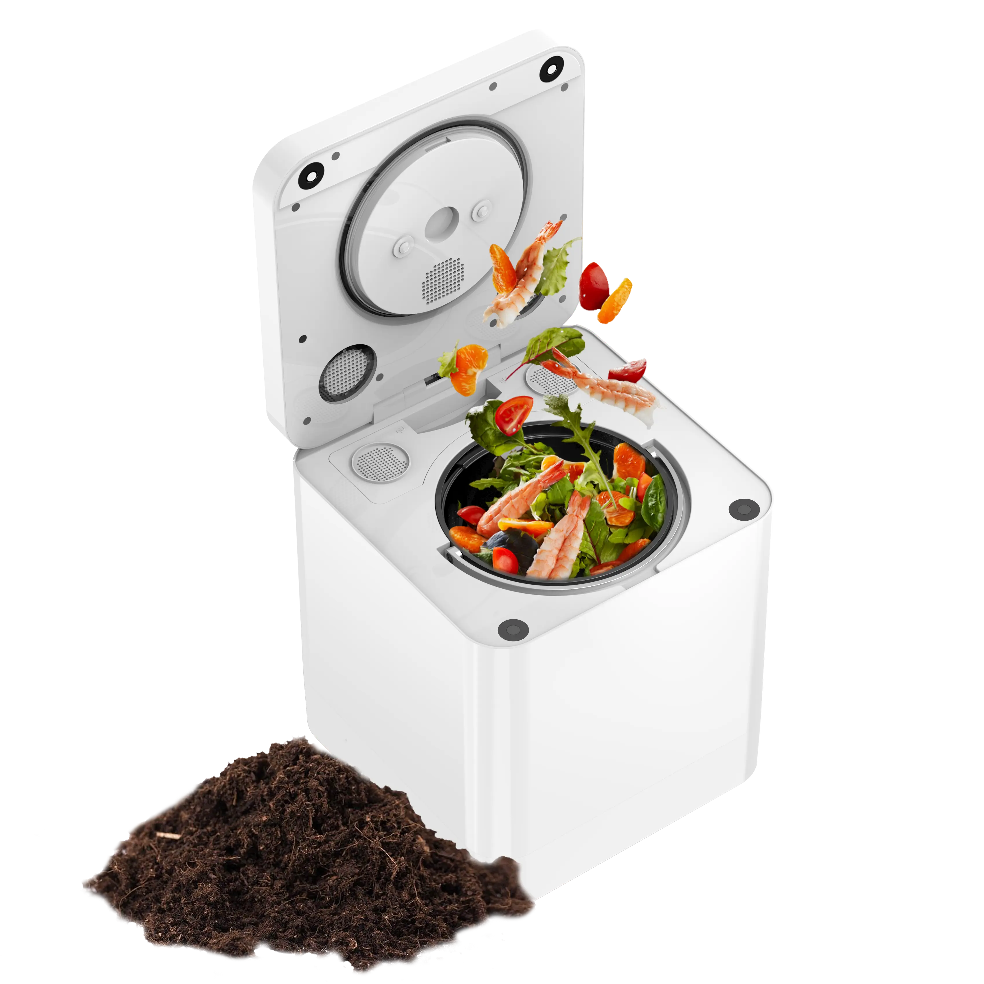 Compactador inteligente para cozinha inteligente, compostagem de alimentos e lixo, transforma resíduos em compostagem com um botão