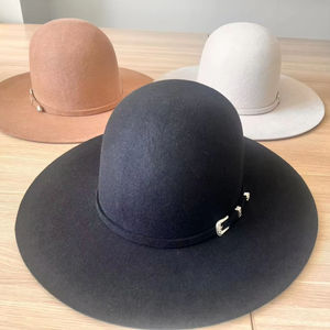 LIHUA 100% Australische wol brede rand geblokte open kroon wollen vilt grote rand body cowgirl hoed cowboy hoeden - Product Image 1