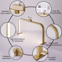 Nouvelle lampe de table LED UV pliable en forme de U avec commande tactile dorée pour salon et domicile, extension de cils et manucure, avec support pour téléphone