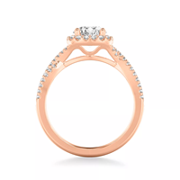 Bague de mariage pour homme en or rose 14 carats avec double halo pavé et tige fendue, diamant de laboratoire taille brillant, certificat IGI VVS D