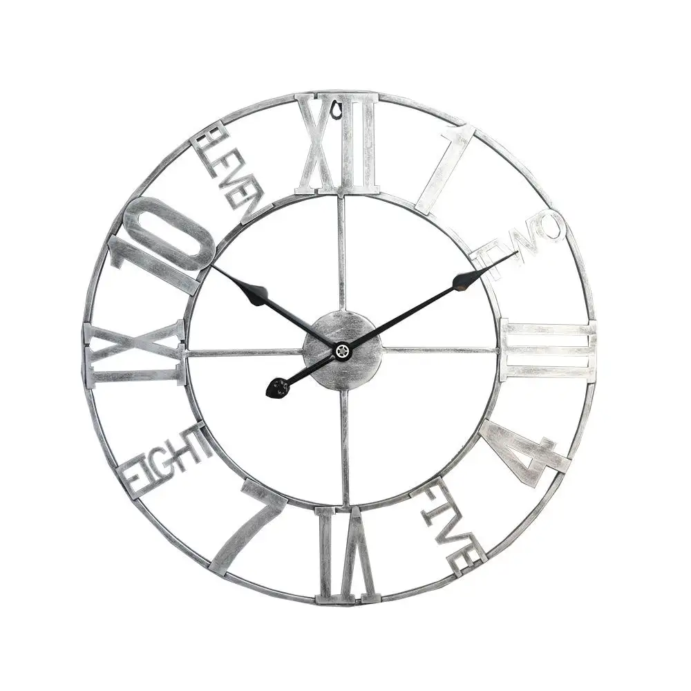 Minimalist large round hanging battery operated living room roman number wall clocks for home
