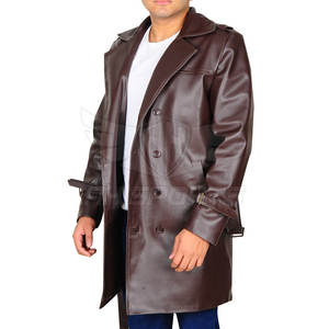 Nuevo Estilo, Abrigo Largo de Cuero para Hombre, Talla Grande, Cuello Alto, Impermeable, Cortavientos, Marrón, Moda Urbana en Oferta - Product Image 4