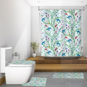 Tenda da Doccia di Lusso con Motivo a Bouquet di Perle, Elegante Stile Fantasia 3D con Diamanti, Set Tappetino e Tenda in Poliestere per Arredo Bagno - Product Image 3