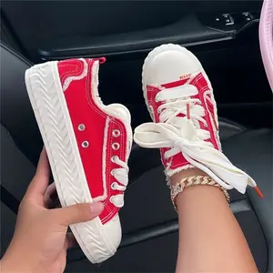 custom canvas shoes In stock factory woman cheap walking sports women's wedge sneakers plimsolls