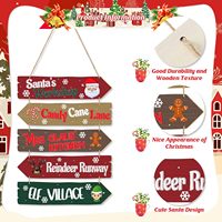 Panneau en bois en forme de flèche de Noël, décoration de porte de chalet de campagne avec Père Noël