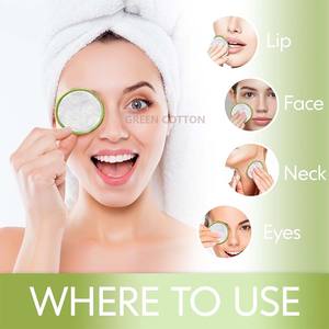 Tampons démaquillants réutilisables avec logo personnalisé, lingettes démaquillantes, coton de <span class=keywords><strong>bambou</strong></span>, double face, tampons nettoyants pour le visage - Product Image 4