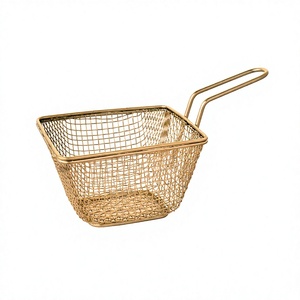 Mini panier de service en acier inoxydable, couleurs or et or rose, friteuse écologique à utiliser, vente en gros - Product Image 1