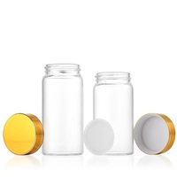 Botol kaca transparan silinder 150ml dengan tutup sekrup, kapsul permen biji Lotus, botol kemasan safron terpisah grosir