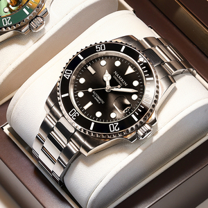NAMKIN <b>Automatic</b> Mechanical Watch Stainless Steel Case 40mm Black Dial Sapphire Crystal Water Resistant Men's Sport Watch - Product Image 1