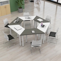 Ensemble de formation hexagonal, bureau mobile multifonctionnel trapézoïdal, table de réunion modulaire longue, mobilier intelligent pour étudiants