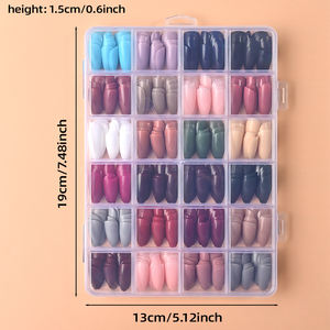 288 <span class=keywords><strong>Uñas</strong></span> Postizas de Almendra en Rojo/Verde/Azul/Blanco Brillante, <span class=keywords><strong>Cortas</strong></span>, Color Sólido, Cobertura Completa, <span class=keywords><strong>Uñas</strong></span> Acrílicas a Presión - Product Image 6