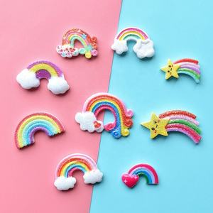 Surtido de dijes de resina de nubes de arcoíris de dibujos animados, cabujones de resina artesanales de meteoritos Kawaii para el cabello de niños o accesorios de refrigerador - Product Image 6