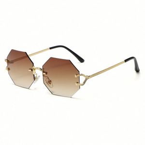 Gafas de Sol de Moda con Lentes Degradados, Montura Metálica, Sin Marco, Octagonales, para Hombre y Mujer - Product Image 2