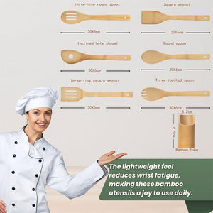 Cuillères en bambou WDF en gros pour ustensiles de cuisine, lot de <span class=keywords><strong>6</strong></span> ustensiles de cuisine en bambou pour ustensiles de cuisine - Product Image 3