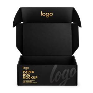 Boîte à chaussures noire en carton ondulé recyclable, avec logo personnalisé, de qualité supérieure, pliable, avec laminage mat - Product Image 1
