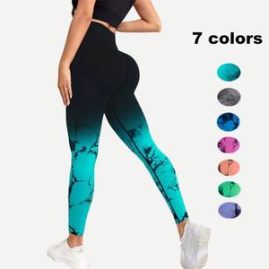 Nueva Venta caliente Tie Dye Girl cintura alta melocotón Levantamiento de cadera Fitness Leggings personalizado mujeres gimnasio Skinny Sport Wear - Product Image 1