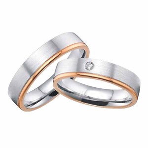 Anello di Coppia con Diamanti Placcato Oro 18k Design <span class=keywords><strong>Italiano</strong></span> - Product Image 4