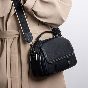 Bolso de hombro de cuero genuino para mujer, bolso redondo pequeño, bolso de mensajero a la moda, bolso multifuncional para cosméticos - Product Image 3