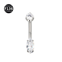 YW grosir cincin pusar G23 Titanium Segitiga air Drop CZ diasah cincin pusar perhiasan tindik