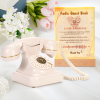 Téléphone antique pour enregistrement de messages de mariage, messagerie vocale vintage pour confessions audio, usage hôtelier AN-F01 32 Go Noir