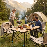 Table de camping pliable en aluminium léger, table de camping portable d'extérieur avec hauteur réglable pour pique-nique, plage, barbecue