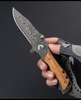 Nouveau couteau de poche pliant mini, écologique, pour le camping et la chasse, avec lames en acier inoxydable à motif Damas
