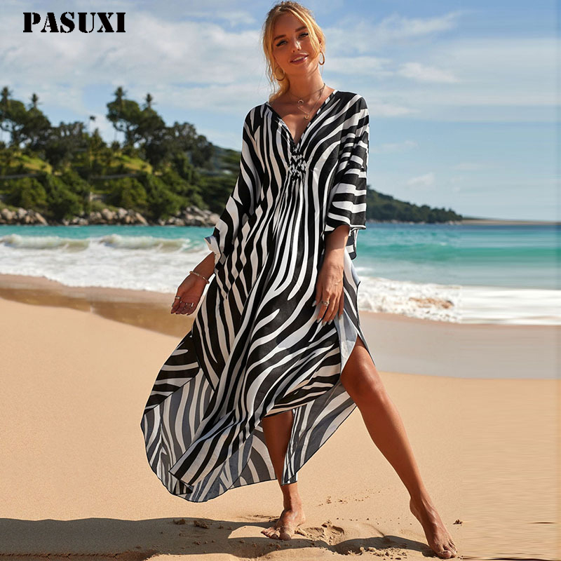 PASUXI OEM-Robe de plage en tricot pour femme, tenue de plage, tenue d'été, imprimé, bikini