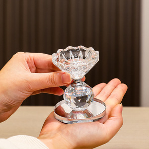 Customized Size Creative Feng Shui Romantic <strong>Lotus</strong> Flower Crystal <strong>Candle</strong> <strong>Holders</strong> for Home Decoration - Product Image 3