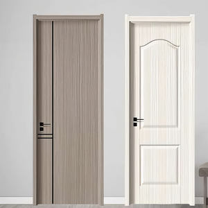 Porte intérieure moderne en WPC blanc, étanche, pour chambre à coucher, sans peinture, certifiée CE, garantie 5 ans, cadre de porte en PVC, vente directe - Product Image 1