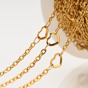 Chaîne en forme de croix et de cœur |   Chaîne de bijoux en acier inoxydable plaqué or PVD 18 carats, motif cœur pêche, pour collier et bracelet DIY - Product Image 2
