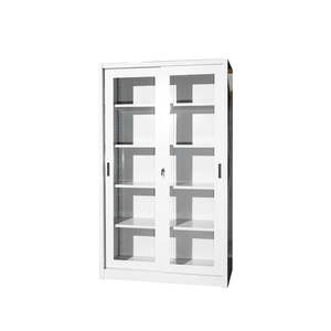 Ripiani 4/8 regolabili con bordi tondi schedario con porte in vetro temperato - Product Image 1