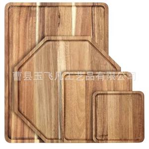 Yu Feifan Solid Wood Serving Tray Acacia Wood Square Octagonal Tea Food Tray Durable Household Dining Use - Product Image 1