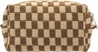 Trousse de maquillage à carreaux pour sac à main pochette de maquillage à fermeture éclair Portable petit étui cosmétique pour accessoires de voyage