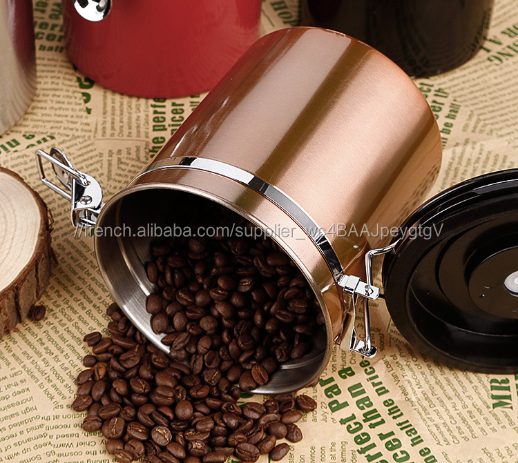 En Acier Inoxydable Boîte De Café avec Cadran Dateur et à sens Unique CO2 Soupape De Ventilation