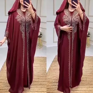 Elegant Plus Size Muslim Dress Rhinestone Burka From Indonesia Islamic Clothing For Women In Dubai Muslim Clothing