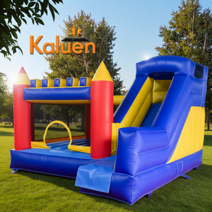 <span class=keywords><strong>Castillo</strong></span> Inflable de PVC para Exteriores de 4m*4m*2.5m con Tobogán, Casa Inflable con Tobogán para Niños, para Interiores y Exteriores - Product Image 1