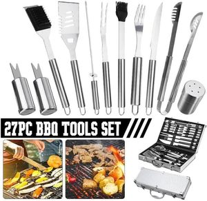 Juego de Utensilios para Barbacoa de Acero Inoxidable, Más de 26 Piezas, Mango Largo, Resistentes al Calor, Fáciles de Limpiar, para Carbón, Camping al Aire Libre, STELLAR - Product Image 5