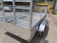 Remorque Voiture Double Essieu Galvanisée à Chaud avec Caisse de Transport Anticorrosion Durable, Feux LED et Rampe Grille