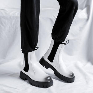 Stivali da <span class=keywords><strong>uomo</strong></span> 2024 primavera autunno <span class=keywords><strong>bianchi</strong></span> Martin alla moda stivali Chelsea alti con nuovo colore lucido in pelle 5686-R/soletta in Pu - Product Image 3